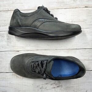 SAS Walk Easy Shoes Womens 8.5 Charcoal Gray Nubuck Leather Walking Sneakers USA